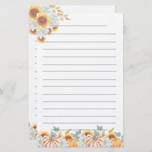 Papeterie Bloc-notes pour l'écriture d'automne (Devant / Derrière)