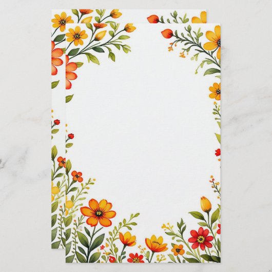 Papeterie Blooms ensoleillés fixes (Devant / Derrière)