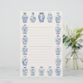 Papeterie Blue Chinoiserie Vase Stationery – Elegant Lined (Debout devant)