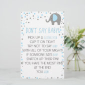 Papeterie Blue Elephant ne pas dire Baby shower jeu (Debout devant)