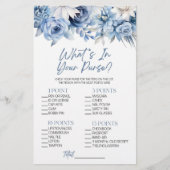 Papeterie Blue Floral What's In Purse Fête des mariées Jeu (Devant)