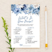 Papeterie Blue Floral What's In Purse Fête des mariées Jeu