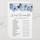 Papeterie Blue Floral Word Scramble Fête des mariées Jeu (Devant / Derrière)