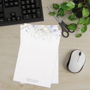 Papeterie Blue Garden Floral Monogramme Papier à lettres