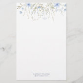 Papeterie Blue Garden Floral Monogramme Papier à lettres (Devant)