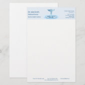 Papeterie Blue Hermes Rod Caduceus Water Riples Médicale (Devant / Derrière)