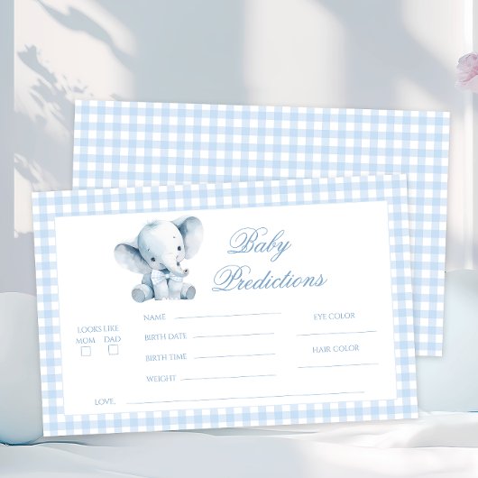 Papeterie Blue Little Elephant Peanut Bow Baby Predictions