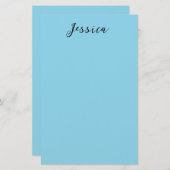 Papeterie Blue Modern Elegant Plain Simple Professional Name (Devant / Derrière)