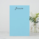 Papeterie Blue Modern Elegant Plain Simple Professional Name (Debout devant)