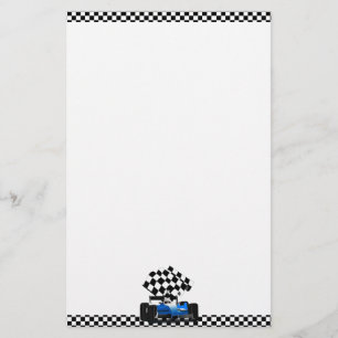 Papeterie Blue Race Car with Checkered Flag
