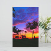 Papeterie Blue Red Sunset Exotic Hawaiian Beach Palm Trees (Debout devant)