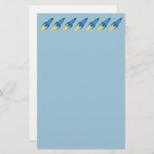 Papeterie Blue Rocket Ship Outer Space Boy Kids mignonne Mod (Devant / Derrière)