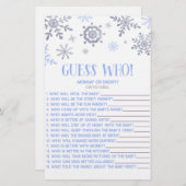 Papeterie Blue Snowflake Devine Qui ! Jeu baby shower (Devant / Derrière)