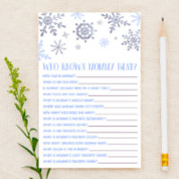 Blue Snowflake qui connaît maman Baby shower jeu