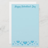 Papeterie Blue Valentine's Day Hearts & Custom Text (Devant / Derrière)