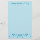 Papeterie Blue Valentine's Day Hearts & Custom Text (Devant)