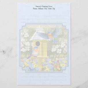 Papeterie Bluebirds et Hexagon Birdhouse Blue