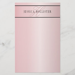 Papeterie Blush Élégant Faux Or Rose Nom & Initiales