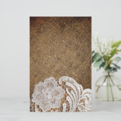 Papeterie bohème rustique pays occidental burlap et dentelle (Debout devant)