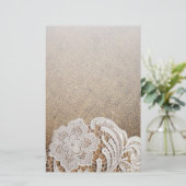 Papeterie bohème rustique pays occidental burlap et dentelle (Debout devant)