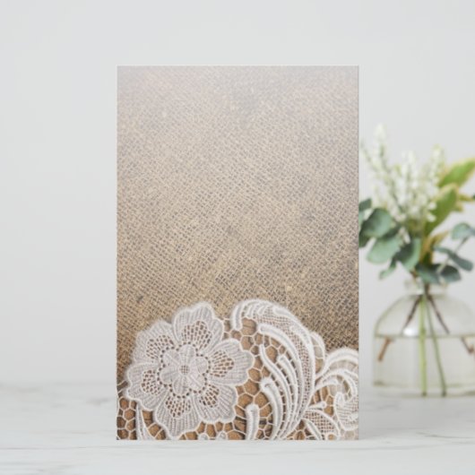Papeterie bohème rustique pays occidental burlap et dentelle (Debout devant)