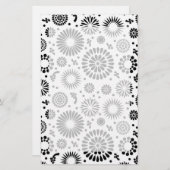 Papeterie Boho fleurs Motif floral vectoriel noir et blanc (Devant / Derrière)