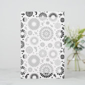 Papeterie Boho fleurs Motif floral vectoriel noir et blanc (Debout devant)