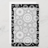 Papeterie Boho fleurs Motif floral vectoriel noir et blanc (Devant / Derrière)