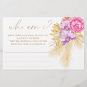 Papeterie Boho pampas herbe - Qui suis-je jeu de douche nupt (Devant)