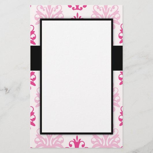 Papeterie Boho rose et rose foncé chic damask design (Devant)