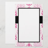 Papeterie Boho rose et rose foncé chic damask design (Devant / Derrière)