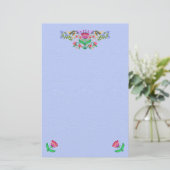 Papeterie Boho Style Floral Bordure sur Bleu clair (Debout devant)