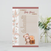 Papeterie Boho Teddy Bear Baby shower Scramble Jeu (Debout devant)