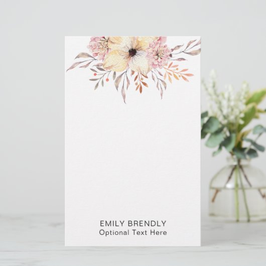 Papeterie Boho Watercolor Floral Monogram Name (Debout devant)