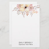 Papeterie Boho Watercolor Floral Monogram Name (Devant / Derrière)