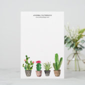 Papeterie Boho Watercolor Succulents Personnalisés (Debout devant)