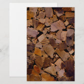 Papeterie Bois de chauffage rustique cabine bois écorce mot (Devant / Derrière)