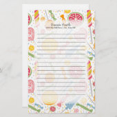 Papeterie Bonbons rose jaune vert sur blanc (Devant / Derrière)