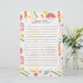 Papeterie Bonbons rose jaune vert sur blanc (Debout devant)