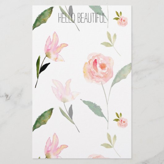 Papeterie Bonjour belle aquarelle florale (Devant)