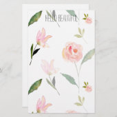 Papeterie Bonjour belle aquarelle florale (Devant / Derrière)