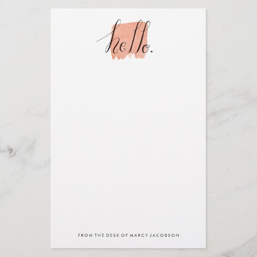 Papeterie bonjour lettre d'aquarelle à la main (Devant)