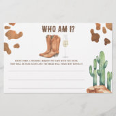 Papeterie Boots & Bubbly douche nuptiale Qui suis-je jeu (Devant)