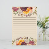 Papeterie Bordeaux Orange rose floral (Debout devant)