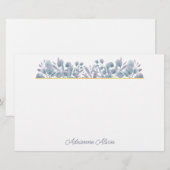 Papeterie Bordure aquarelle eucalyptus lavande (Devant / Derrière)