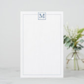Papeterie Bordure Carré de monogramme initial simple bleu ma (Debout devant)