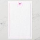 Papeterie Bordure Carré simple Magenta Initial Monogramme (Devant)