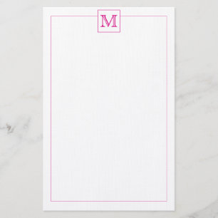 Papeterie Bordure Carré simple Magenta Initial Monogramme