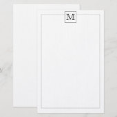 Papeterie Bordure Carré simple moderne de base initiale Mono (Devant / Derrière)