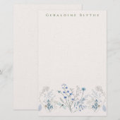 Papeterie Bordure de fleur sauvage bleue délicate (Devant / Derrière)